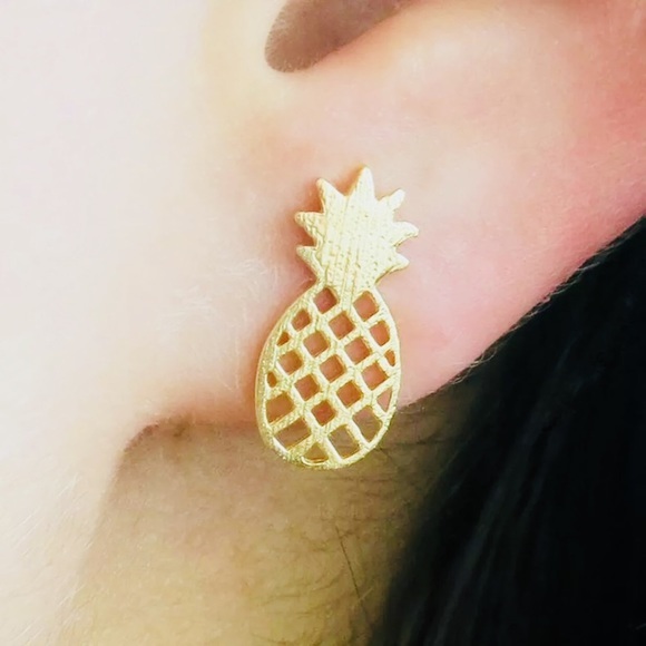 🍍ROSE GOLD PINEAPPLE STUD EARRINGS🍍NEW‎ - Picture 6 of 6